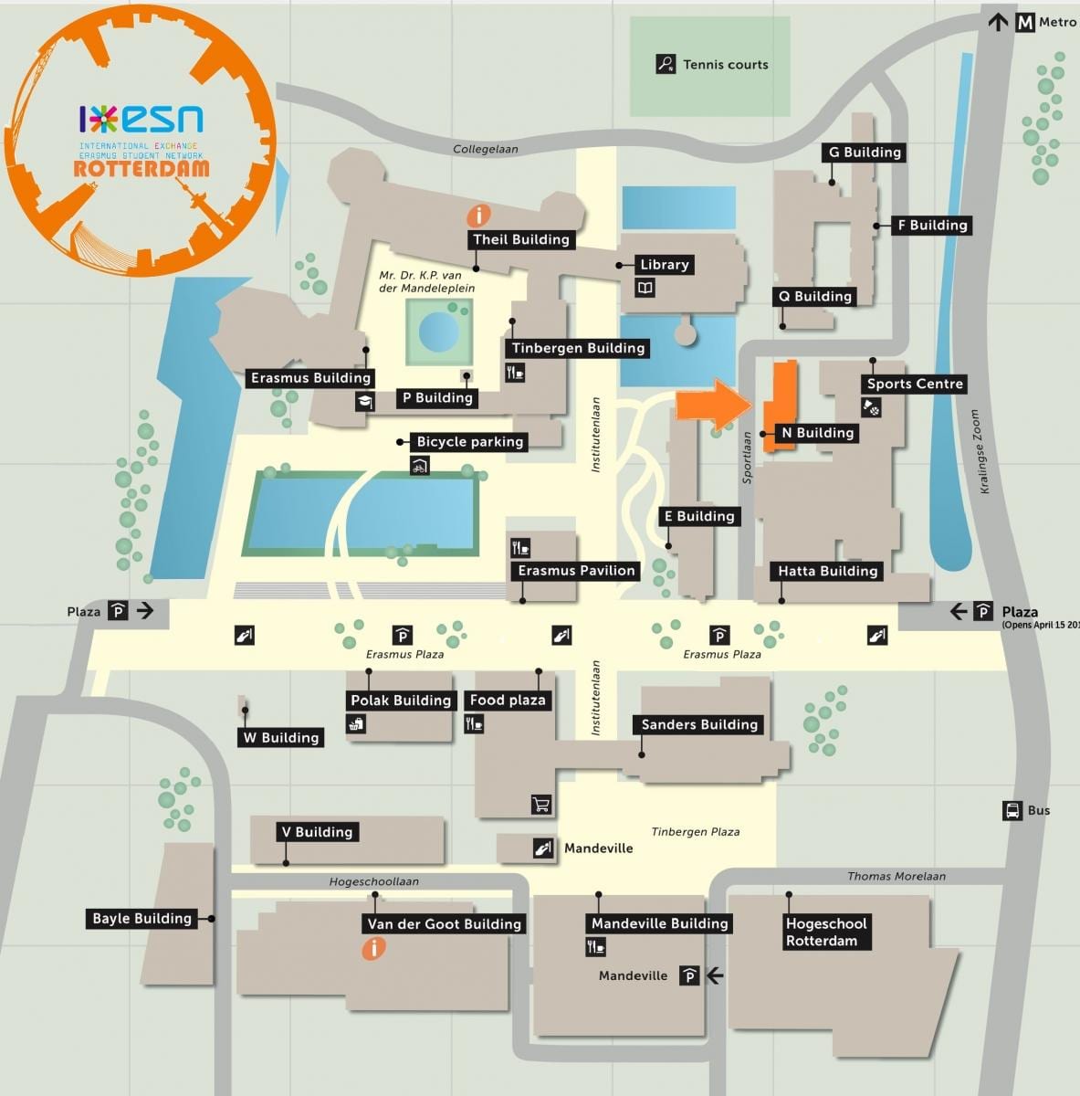 แผนที่ของ erasmus มหาวิทยาลัย Rotterdam 