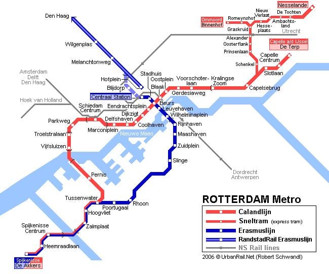 Rotterdam สาธารณะขนส่งแผนที่