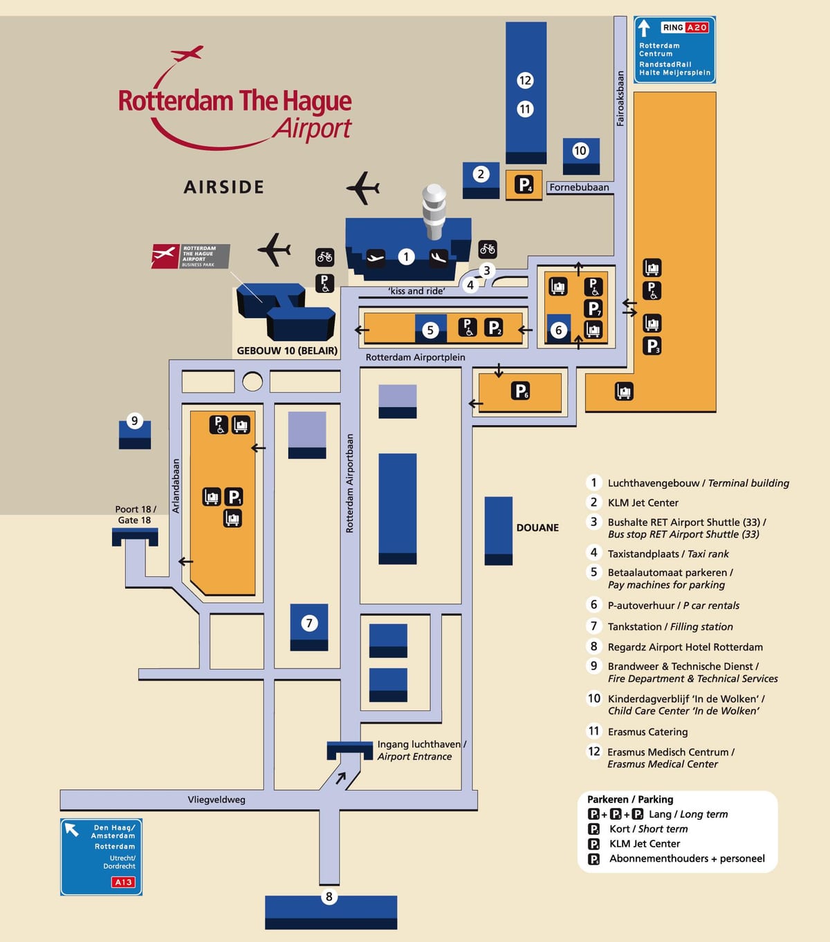 แผนที่ของสนามบิน Rotterdam