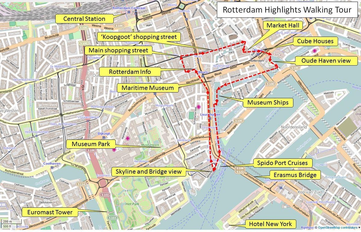 แผนที่ Rotterdam เดินทัวร์