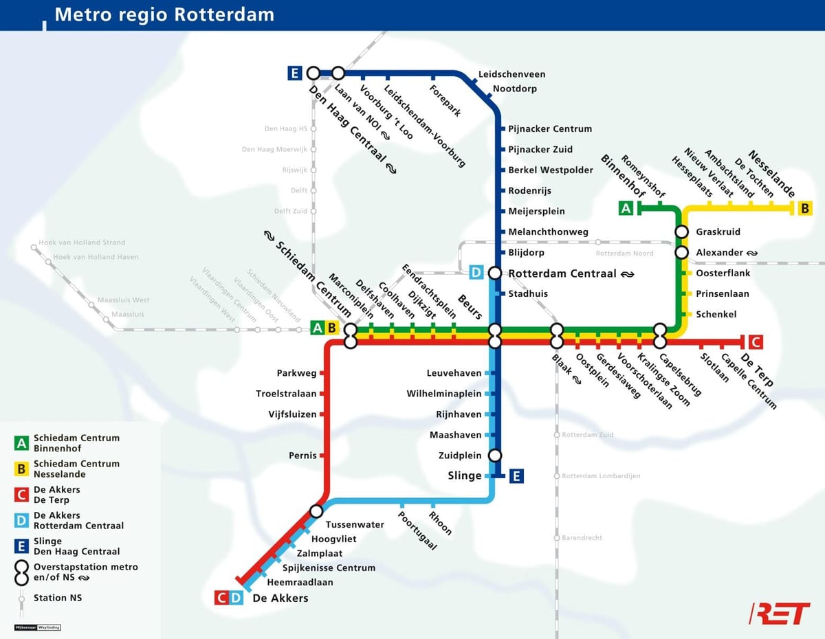 Rotterdam แผนที่รถไฟใต้ดิน