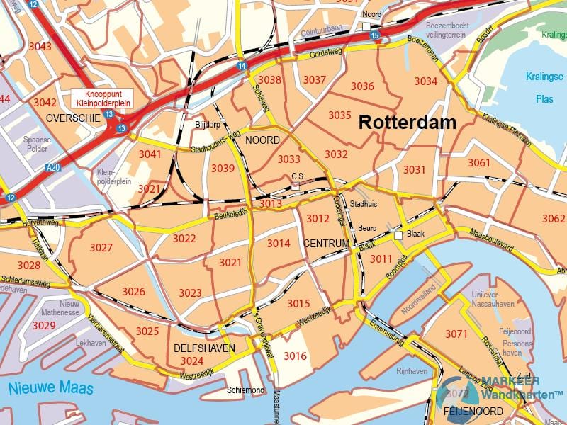 แผนที่ Rotterdam postcode 