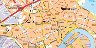 แผนที่ Rotterdam postcode 